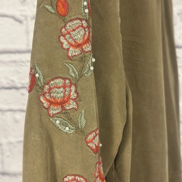 Blue Rain Olive Green Embroidered Button-Down Shi - Picture 7 of 12